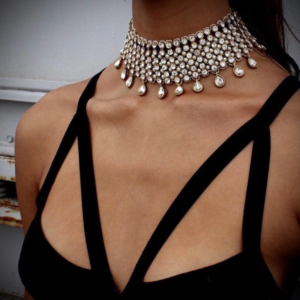 Crystal Drops Choker Necklace